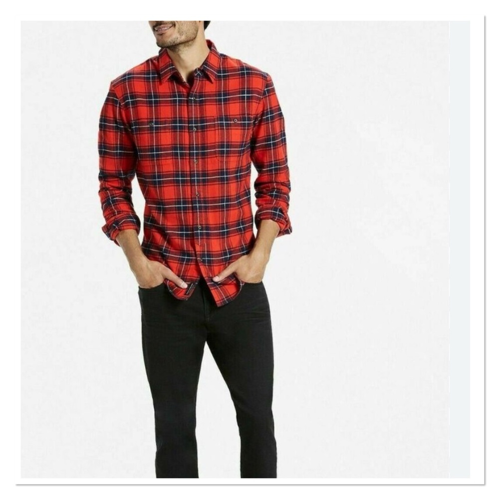 LUCKY BRAND Red/Navy Buffalo Plaid Button Shirt
